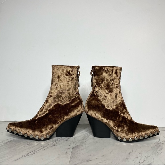 New! Jeffrey Campbell Walton Brown Velvet Western Bootie 5 - Picture 8 of 15
